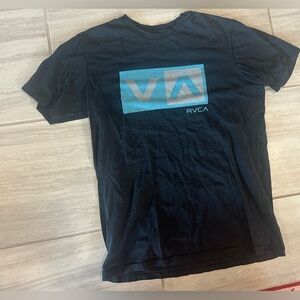 RVCA Black Tee with Blue Graphic